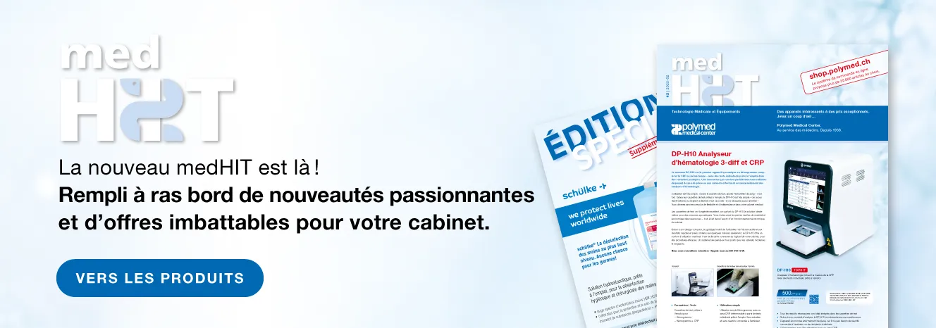 La nouveau medHIT est là ! Rempli à ras bord de nouveautés passionnantes et d'offres imbattables pour votre cabinet.